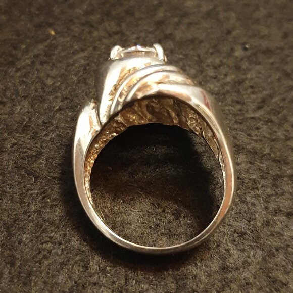 Bold Vintage Sterling Silver Cubic Zirconia Statement Ring – Size 7 - Picture 11 of 14